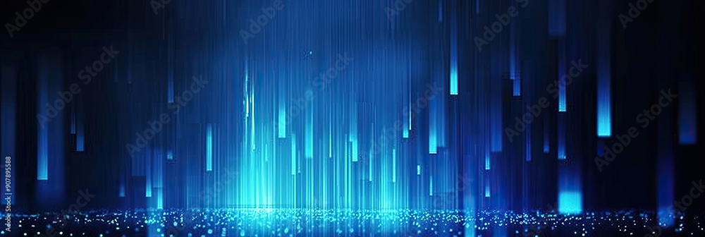 Poster Vertical Columns of Light Points Create Striking Data Visualization Against Dark Background