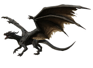 3D rendered illustration of a majestic dragon isolated on transparent background