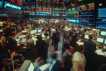 Fototapeta premium High-Energy Trading Floor in Action