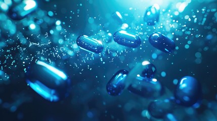 Blue Abstract Vitamin with Technological Background