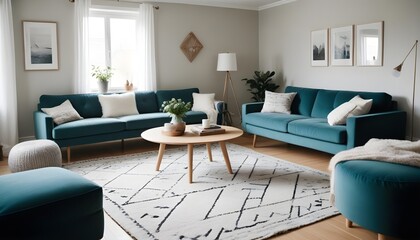Scandinavian style interior design defines the modern living room, showcasing clean lines and a sense of simplicity and elegance