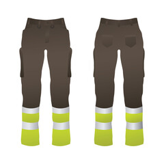 Mockup of safety trousers front and back view