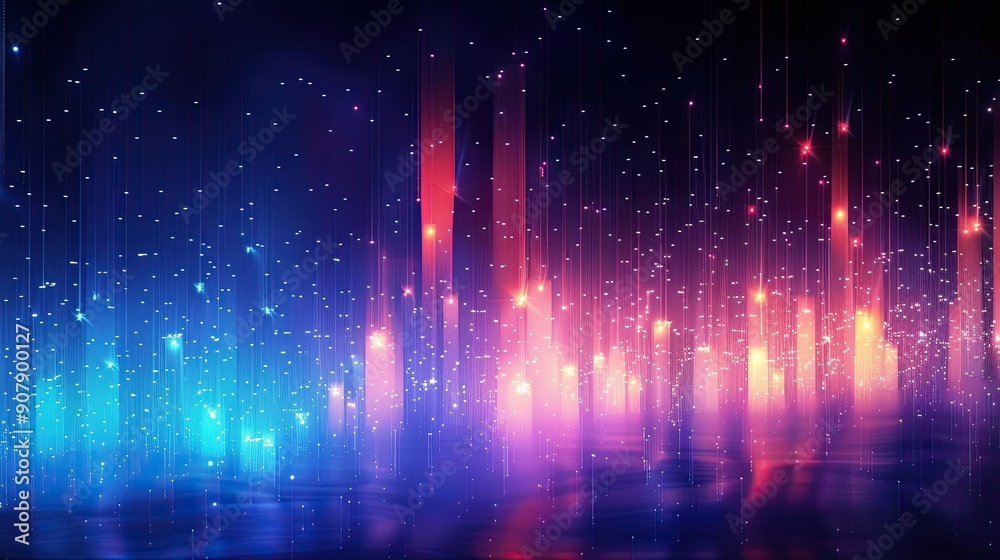 Poster Dynamic Light Visualization of Horizontal Columns in Dark Background Ambient Setting