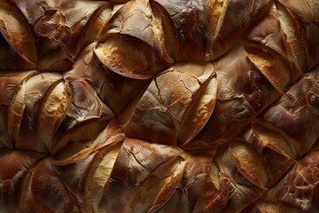Fototapeta premium Abstract Low Key Bread Background Highlighting Texture and Form in Warm Tones With Soft Lighting Effects