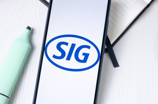 New York, USA - 1 August 2024: SIG Combibloc Logo on Phone Screen, Company Icon on Display