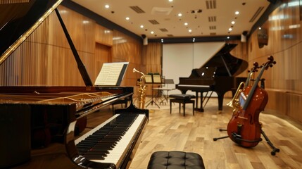 Grand Piano in a Music Room.
