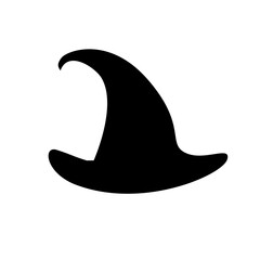 Black silhouette of halloween witch hat. Vector illustration