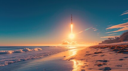 Rocket Igniting the Skies Above Sunny Beach