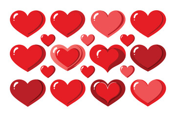 Collection of Red and Pink 3D Hearts