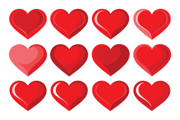 Twelve Red Hearts in a 3x4 Grid Arrangement