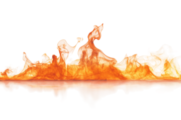 Bright orange flames flicker and sway, creating a mesmerizing display of heat and energy against a stark white background