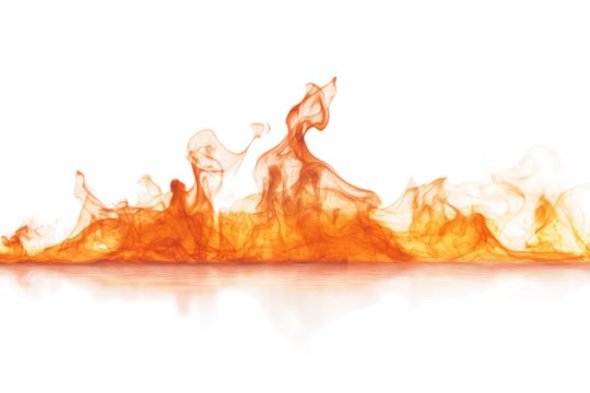 Bright orange flames flicker and sway, creating a mesmerizing display of heat and energy against a stark white background