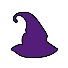 Purple silhouette of halloween witch hat. Vector illustration
