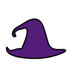 Purple silhouette of halloween witch hat. Vector illustration