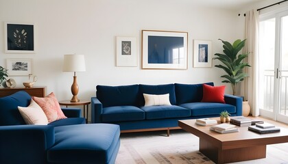 Fototapeta premium A modern indoor living room has a comfortable sofa