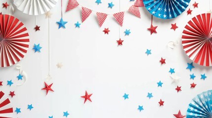 Obraz premium Red and blue paper hanging origami decoration festival background