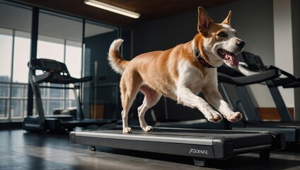 A dog running on a treadmill