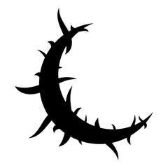 Fototapeta premium Moon with spikes in goth, punk, emo style. Black moon in goth style. Abstract mystic logo concept. Neo tribal crescent. Vector illustration isolated on white background.