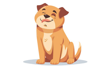Fototapeta premium Happy cartoon dog sitting with a cheerful expression, perfect for pet-themed designs and illustrations. Isolated on transparent background.