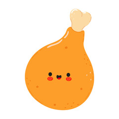 Chicken leg character. Vector hand drawn cartoon kawaii character illustration icon. Isolated on white background. Chicken leg character concept