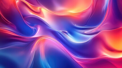 Obraz premium Abstract fluid waves in neon colors, organic shapes, dynamic and modern