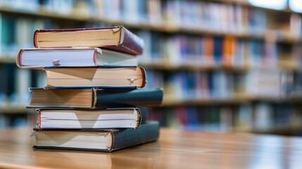 Stack of Books in a Library.