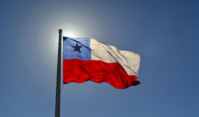 the flag of chile with a clear sky