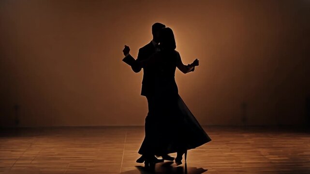 Couple Dancing Argentine Tango in Studio With Brown Background Generative AI