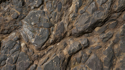 Naklejka premium How about Textured brown stone wall with a natural, rough surface?
