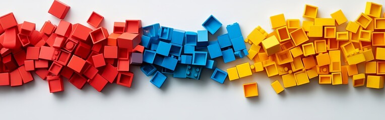 Colorful Building Blocks Scattered on White Background