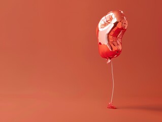 Obraz premium Medium shot of Balloon in the shape of a symbol themed background, bright tonality 