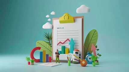 ccounting, Financial, Banking Data. Tiny Accountant Characters around of Huge Clip Board Filling Bookkeeping Charts 