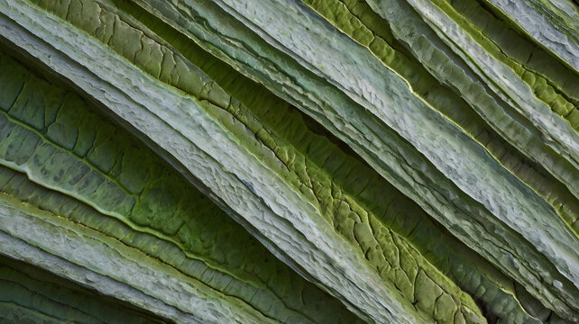 greenish shale with a slightly rough texture and thin, parallel layers, sharp and vibrant 