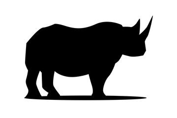 black and white rhino vector silhouette