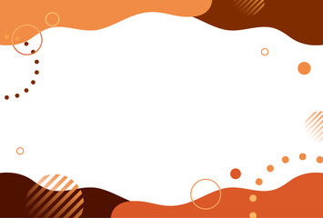 秋　オレンジ　ポップ 　ウェーブ　フレーム　背景
