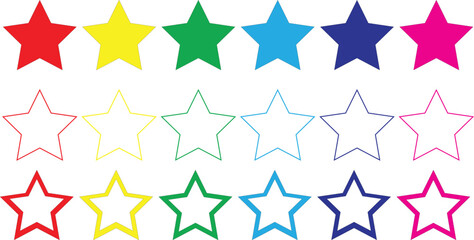 Set of Colorful Star collection Vector illustration