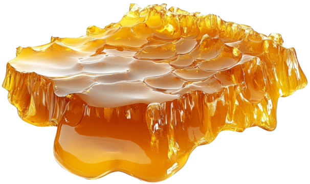 Natural honeycomb dripping with golden honey, showcasing a rich texture and vibrant color, perfect for food-related projects. cut out, PNG, isolated on transparent background.