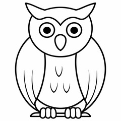 Owl Isolated Bird Flat Vector Illustration - Cartoon, Clipart, Line Art Design
