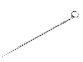 Metal medical lancet with a handle on black background. Precision instrument for surgical procedures and medical use.