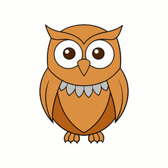 Owl Isolated Bird Flat Vector Illustration - Cartoon, Clipart, Line Art Design