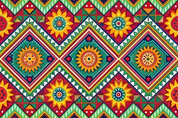 Tribal ethnic themes geometric seamless background with a Peruvian american indigenous pattern. Textile print with rich native American tribal themes in an ethnic traditional style. Clothing
