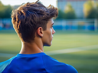 Soccer player looking at the public