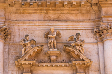 Stone statues on the 18th century Church of St. Blaise in Dubrovnik Old Town.