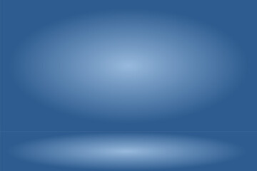 Empty studio background in blue gradient color, Soft smooth blur backdrop like in a room with spot lights shining on the floor or on the stage, vector illustration