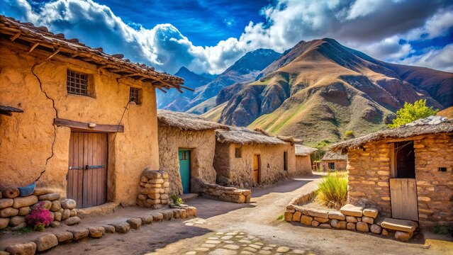 Yucay Village Traditional Architecture in the Andes., generative IA
