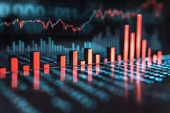 Graph changes lines and bar chart with rising lines, Generative AI