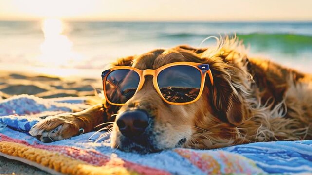 dog chilling at the beach

