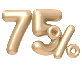 75 Percent Number Champagne color 3d Render