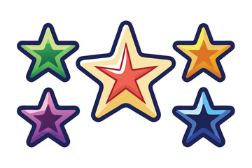 Fototapeta premium Colorful Five-Pointed Stars with Thick Outlines