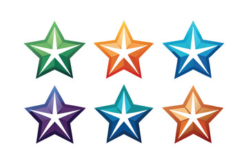 Obraz premium Six Colorful 3D Stars with White Center